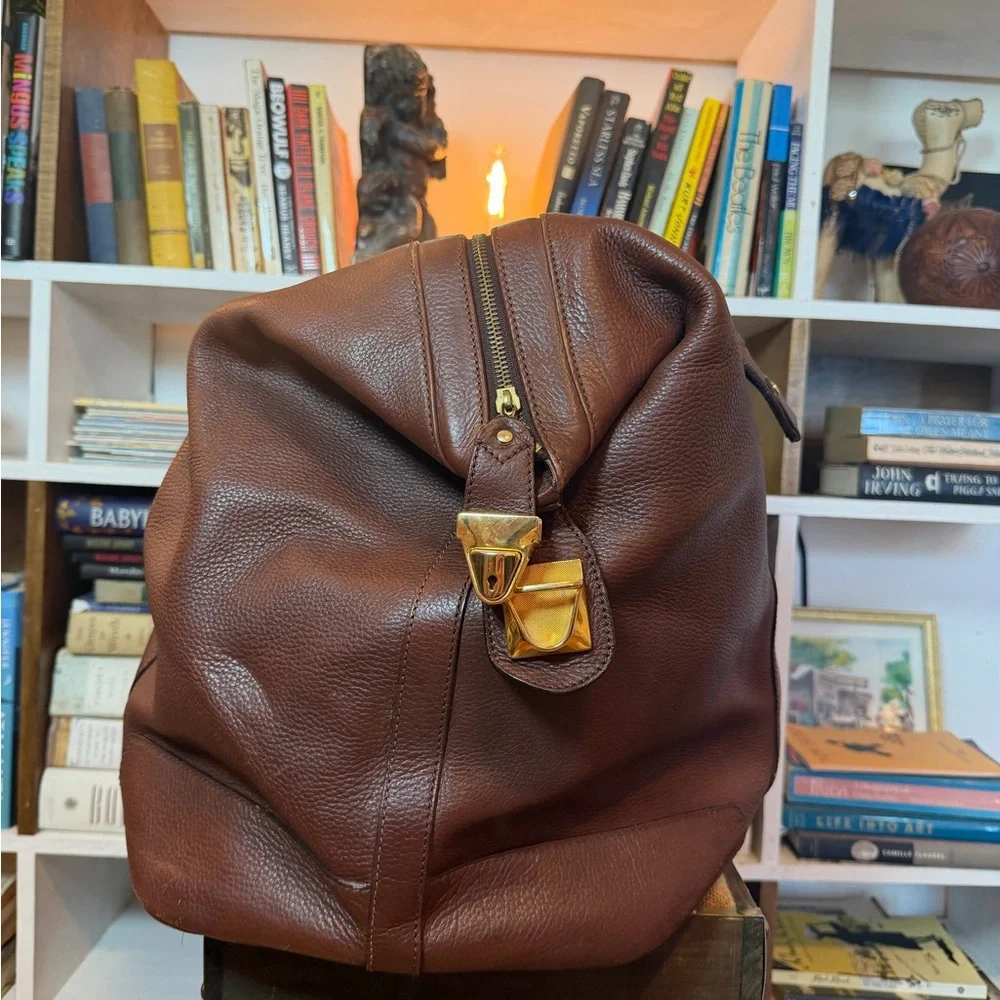 Brioni Duffel Brown Leather Men's Bag